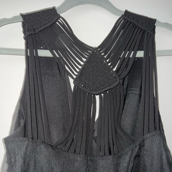 Bebe black cocktail dress macram supplice size medium - Picture 4 of 7